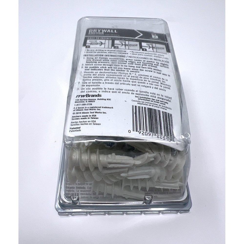 E-Z Ancor #25310 - Twist-N-Lock 75 lb. Self-Driving Drywall Anchor 50pc NIP 5/8" - Picture 4 of 13